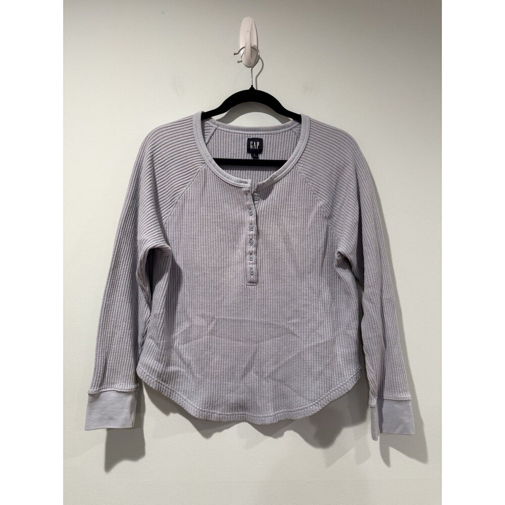 Gap Waffle Knit Henley Button Up Top Womens Small Thermal Lounge Layer Travel